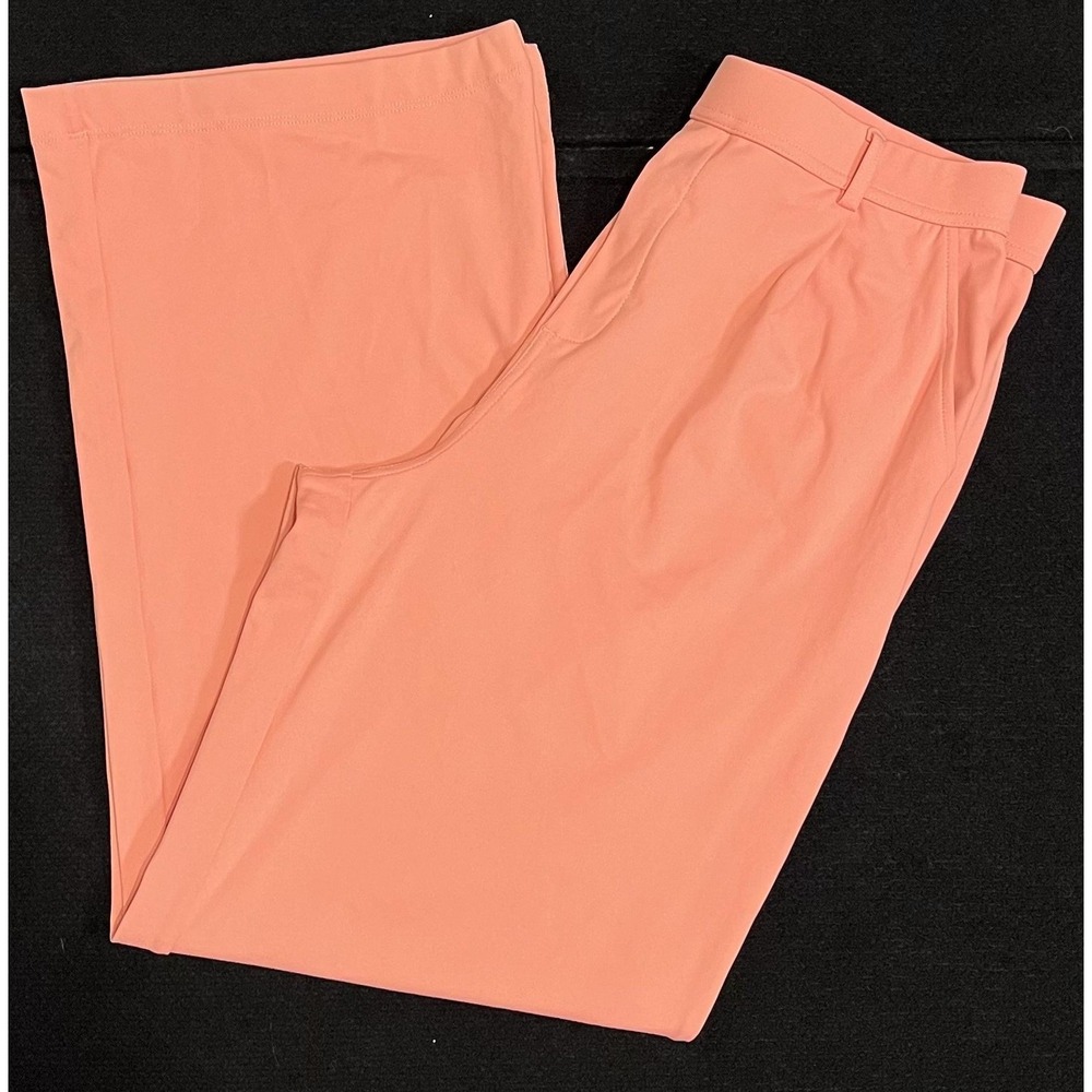 Halara Pants Womens L Pink Wide Leg Knit Pull‎ On Pleated Casual Work Office